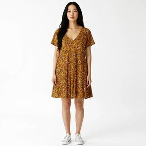NEW Patrons of Peace Anthropologie Toluca Dress Medium Tiered Orange Paisley